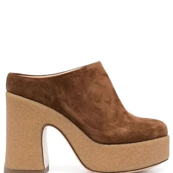 Revolve Attilio Giusti Leombruni AGL Sista Platform Suede Leather Mule Clog 37.5 - Picture 1 of 12